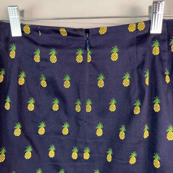 J.Crew Mini Skirt Womens Size 00 Navy Pineapple Print - Picture 6 of 9